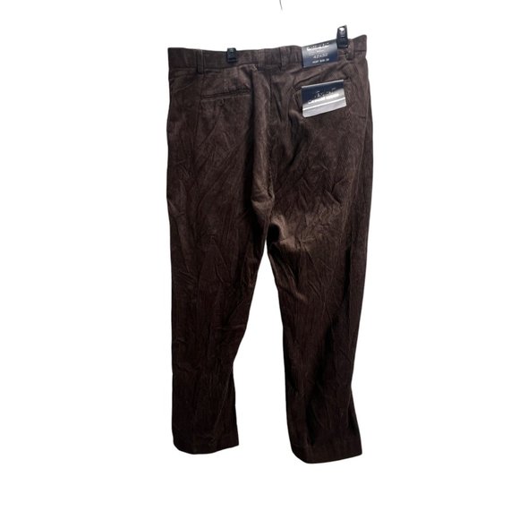 Vertical Sport Mens Brown Corduroy Flat Front Classic Fit Pants Sz 42x32 Retro - Picture 2 of 16